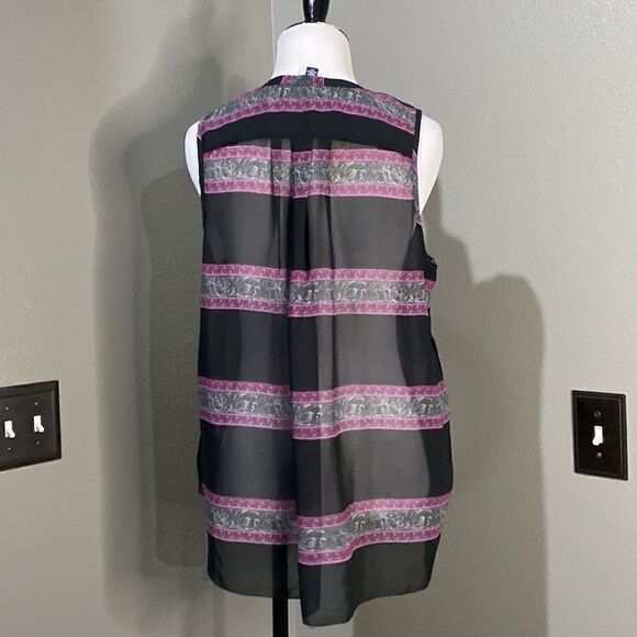 NWT American Eagle Sheer Sleeveless Striped Blouse - Picture 5 of 8